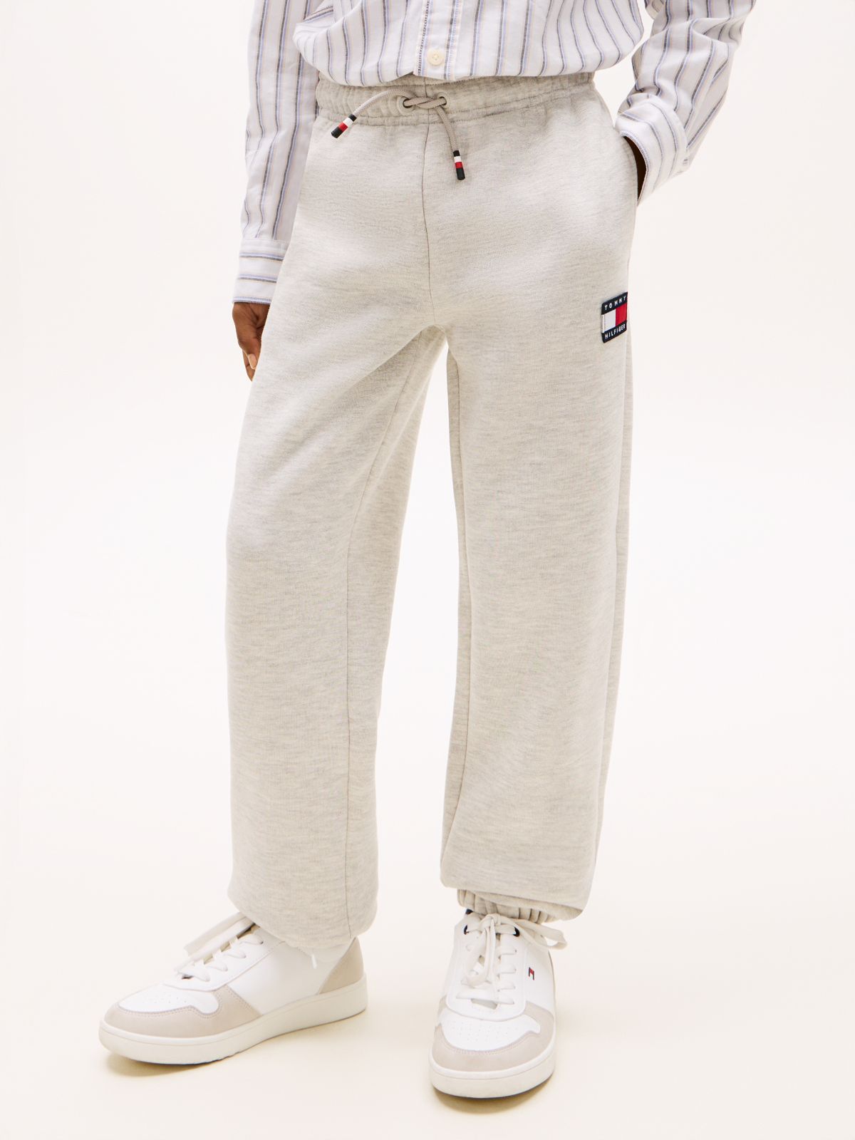 Heritage Flag Logo Cuffed Drawstring Joggers — Grey