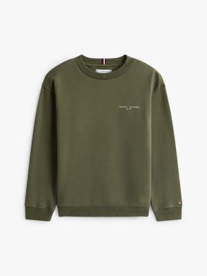 grey logo fleece crew neck sweatshirt for kids gender inclusive tommy hilfiger
