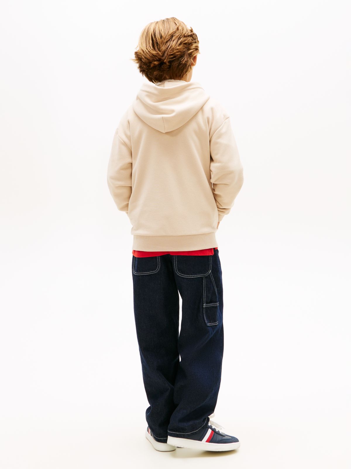 Logo Brushed Fleece Zip-Thru Hoody — Beige