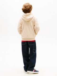 Logo Brushed Fleece Zip-Thru Hoody — Beige 7