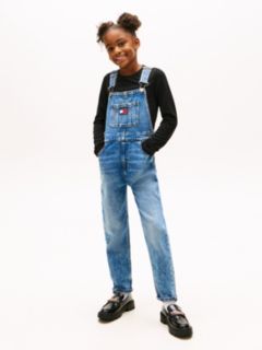 Heritage Flag Logo Relaxed Denim Dungarees — Blue 1