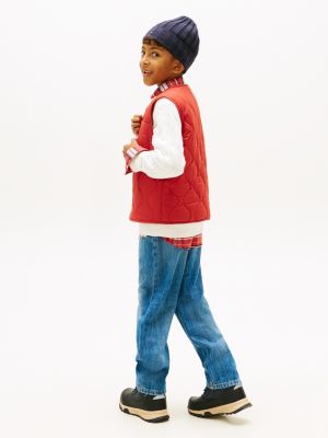 red essential lightweight quilted gilet for kids gender inclusive tommy hilfiger
