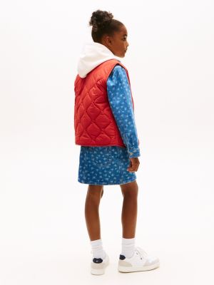 red essential lightweight quilted gilet for kids gender inclusive tommy hilfiger