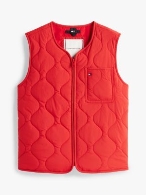 red essential lightweight quilted gilet for kids gender inclusive tommy hilfiger
