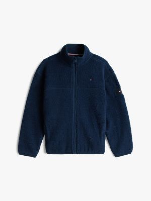 blue essential polar fleece zip-thru sweatshirt for kids gender inclusive tommy hilfiger