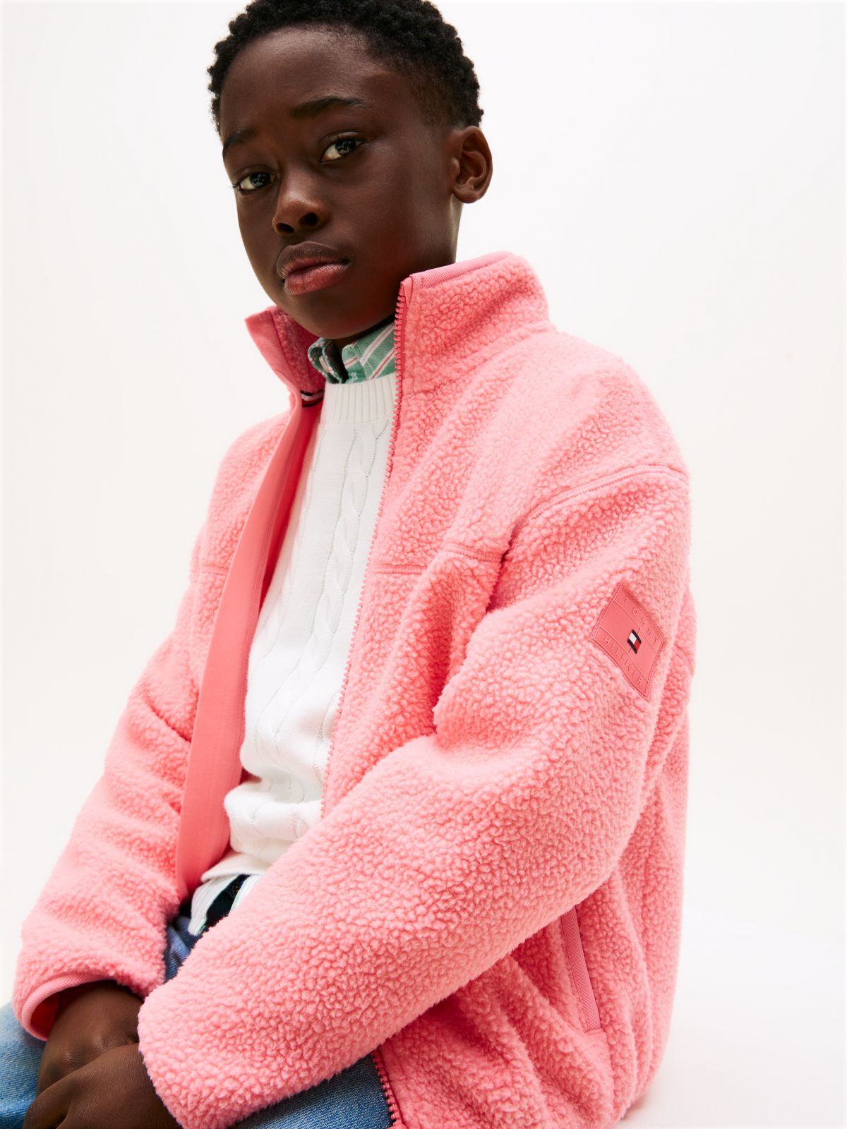 Essential Polar Fleece Zip-Thru Sweatshirt — Pink