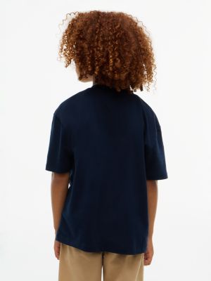 blau t-shirt aus jersey mit flag-logo für gender-inclusive kinder - tommy hilfiger