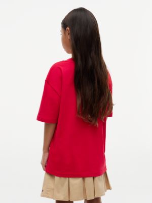 rot t-shirt aus jersey mit flag-logo für gender-inclusive kinder - tommy hilfiger