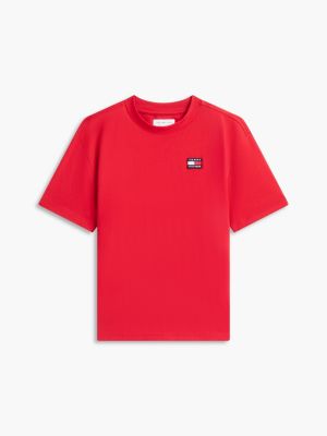 rot t-shirt aus jersey mit flag-logo für gender-inclusive kinder - tommy hilfiger