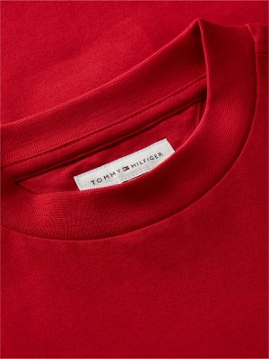 rot t-shirt aus jersey mit flag-logo für gender-inclusive kinder - tommy hilfiger