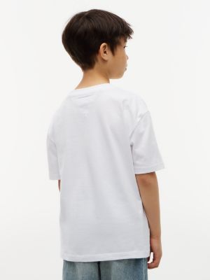 weiß t-shirt aus jersey mit flag-logo für gender-inclusive kinder - tommy hilfiger