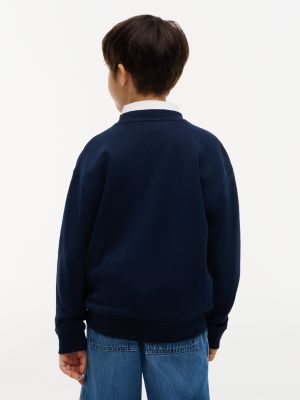 sweat en tissu éponge à logo drapeau bleu pour enfants genre inclusif tommy hilfiger