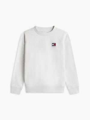 sweat en tissu éponge à logo drapeau gris pour enfants genre inclusif tommy hilfiger
