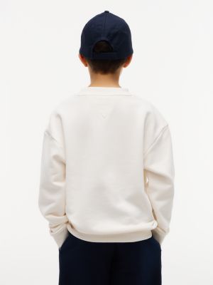 sweat en tissu éponge à logo drapeau blanc pour enfants genre inclusif tommy hilfiger