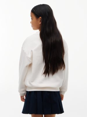sweat en tissu éponge à logo drapeau blanc pour enfants genre inclusif tommy hilfiger