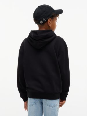 sweat à capuche à logo drapeau noir pour enfants genre inclusif tommy hilfiger