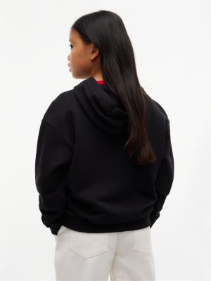 schwarz hoodie aus terry mit flag-logo für gender-inclusive kinder - tommy hilfiger