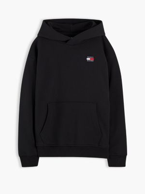 schwarz hoodie aus terry mit flag-logo für gender-inclusive kinder - tommy hilfiger