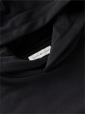 schwarz hoodie aus terry mit flag-logo für gender-inclusive kinder - tommy hilfiger