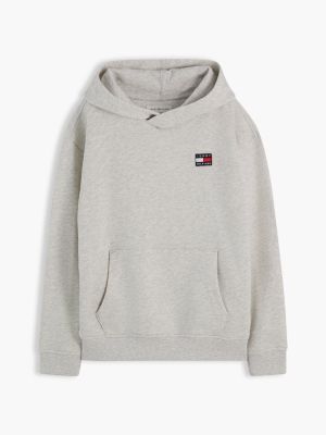 grau hoodie aus terry mit flag-logo für gender-inclusive kinder - tommy hilfiger
