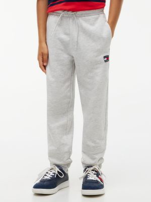 grey flag logo terry cuffed joggers for kids gender inclusive tommy hilfiger