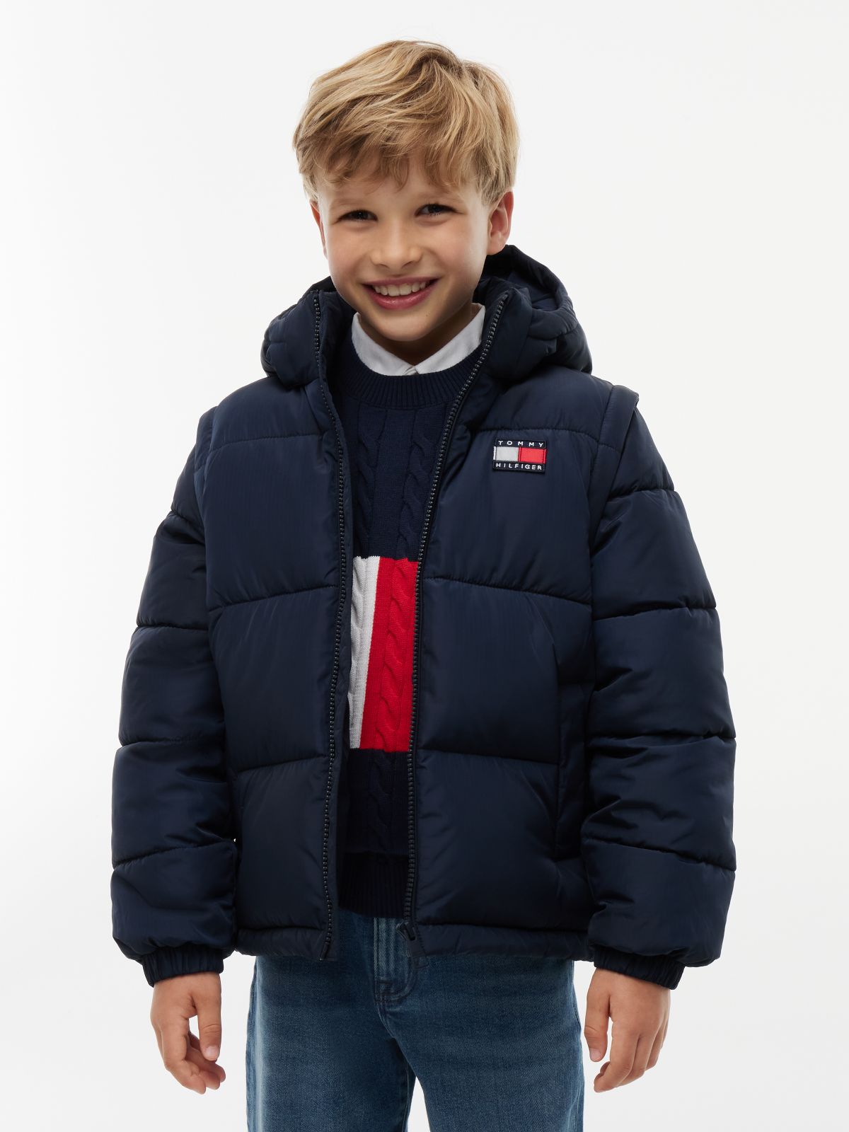 Heritage Ripstop Removeable Sleeve Puffer Jacket — Blue