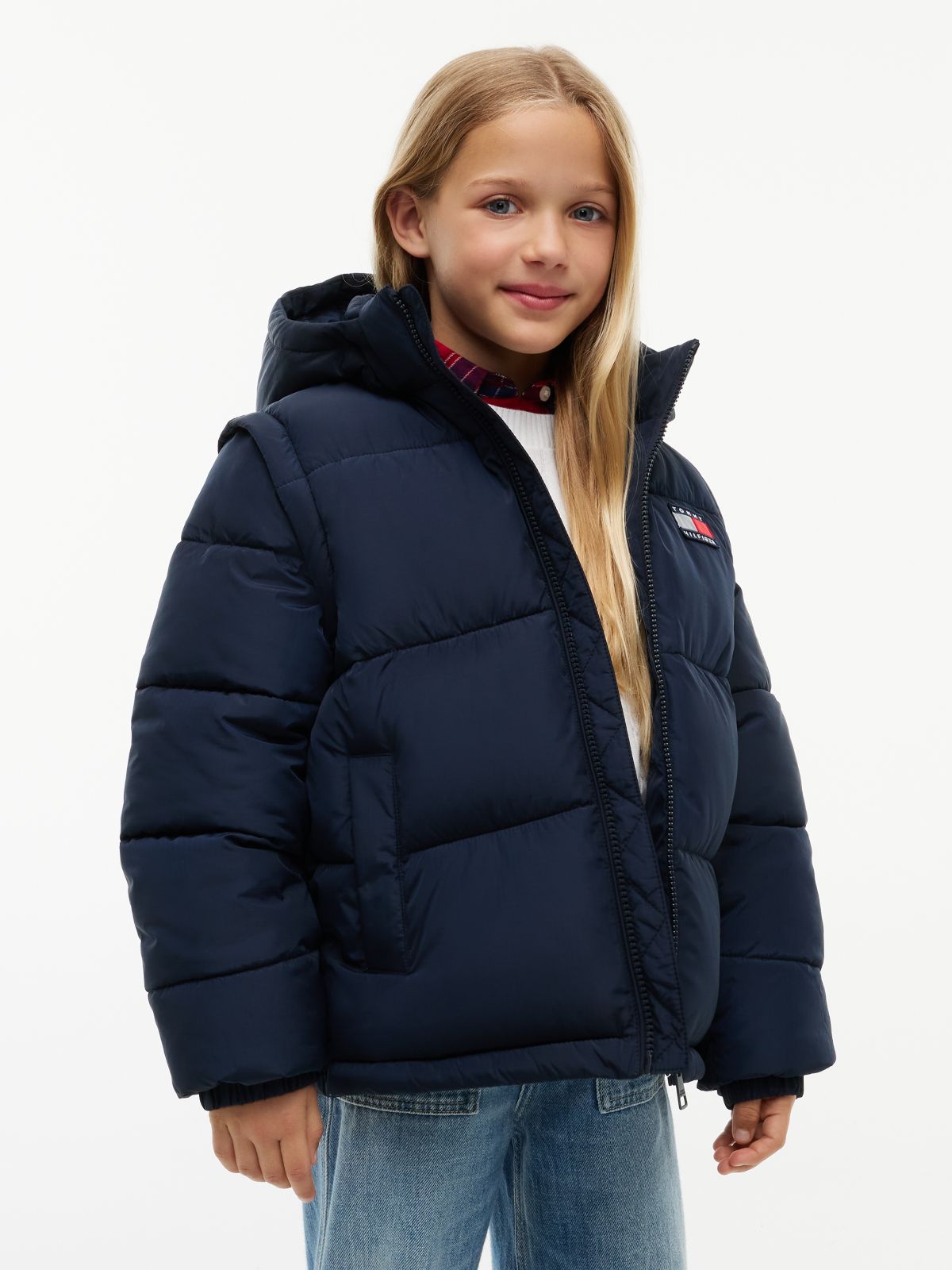 Heritage Ripstop Removeable Sleeve Puffer Jacket — Blue
