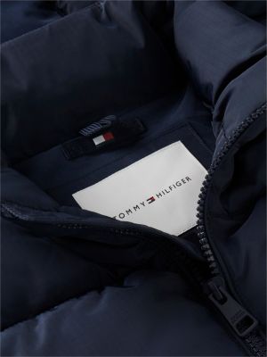 cazadora acolchada heritage de tejido ripstop con mangas extraíbles azul de diseño inclusivo infantil tommy hilfiger