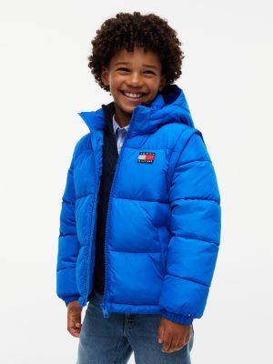blue heritage back logo ripstop puffer jacket for kids gender inclusive tommy hilfiger