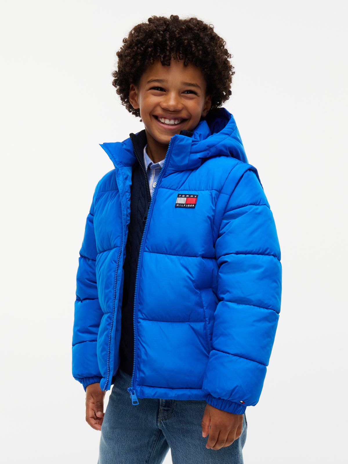 Heritage Ripstop Removeable Sleeve Puffer Jacket — Blue