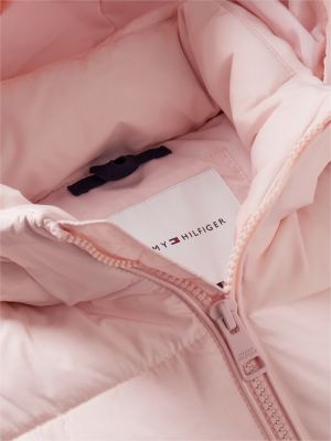 pink heritage ripstop removeable sleeve puffer jacket for kids gender inclusive tommy hilfiger