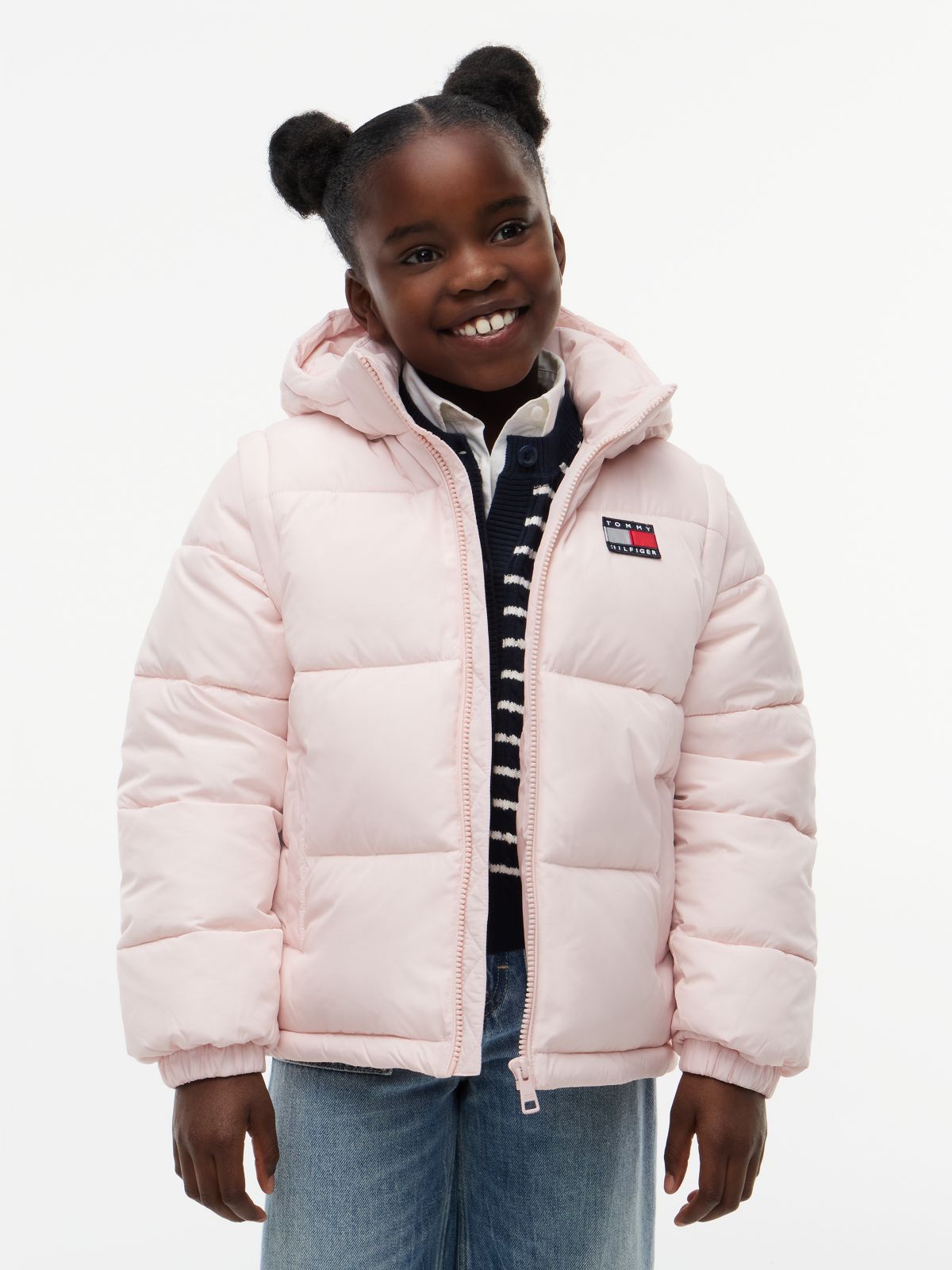 Heritage Ripstop Removeable Sleeve Puffer Jacket — Pink