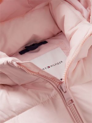 pink heritage back logo ripstop puffer jacket for kids gender inclusive tommy hilfiger