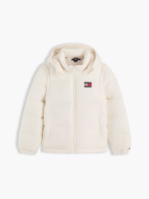 white heritage ripstop removeable sleeve puffer jacket for kids gender inclusive tommy hilfiger