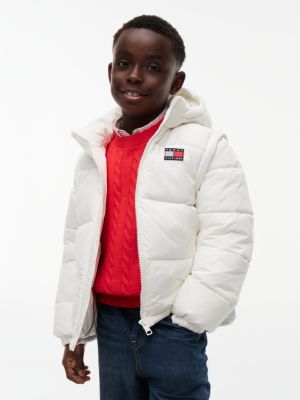 white heritage back logo ripstop puffer jacket for kids gender inclusive tommy hilfiger