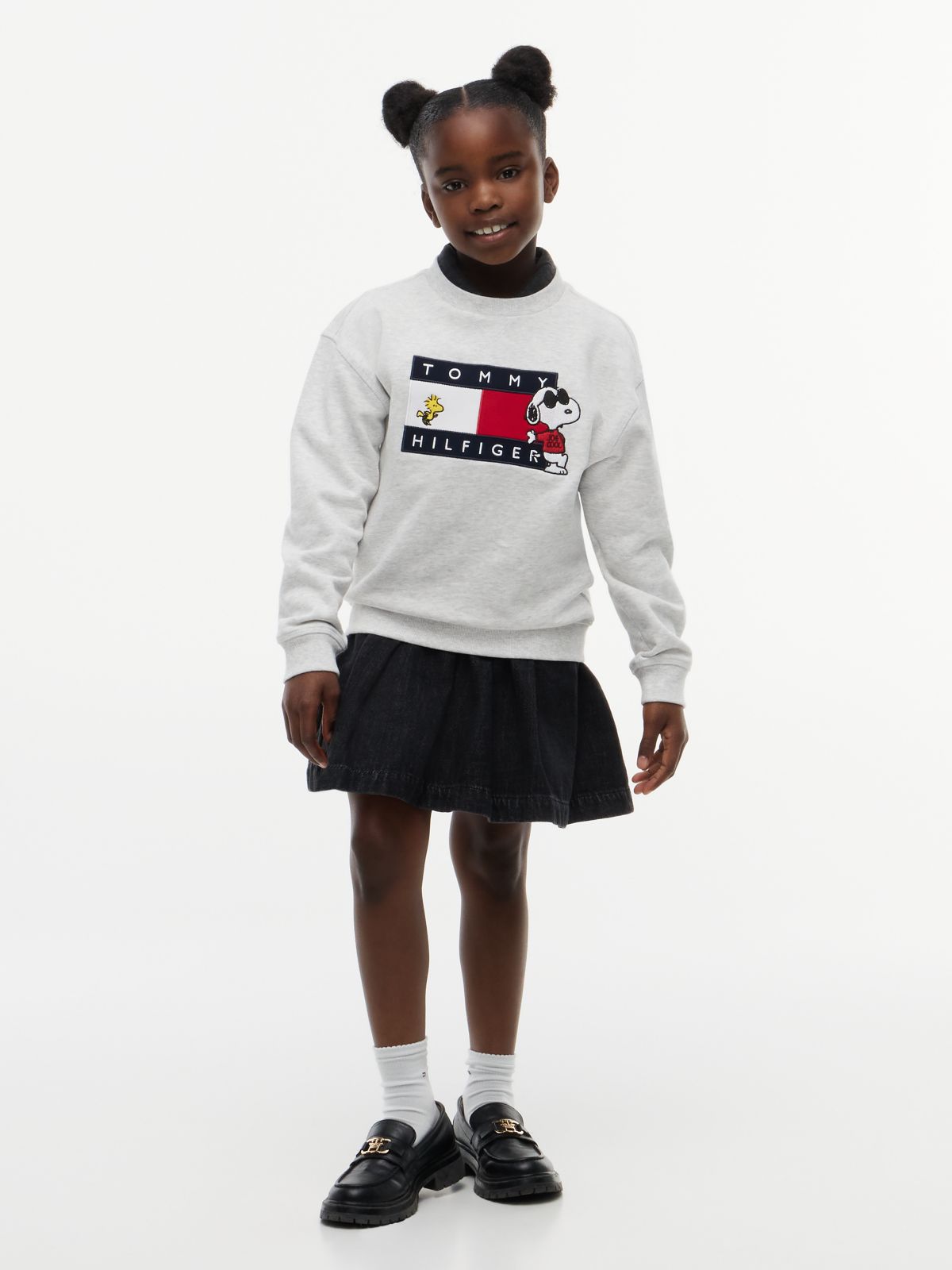 Peanuts® Flag Graphic Embroidery Relaxed Jumper — Grey