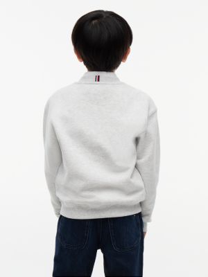 grey peanuts® flag graphic embroidery relaxed jumper for kids gender inclusive tommy hilfiger