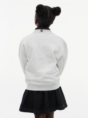 grey peanuts® flag graphic embroidery relaxed jumper for kids gender inclusive tommy hilfiger