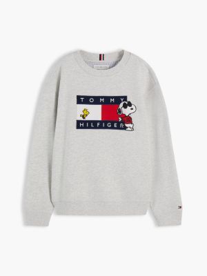 grey peanuts® flag graphic embroidery relaxed jumper for kids gender inclusive tommy hilfiger
