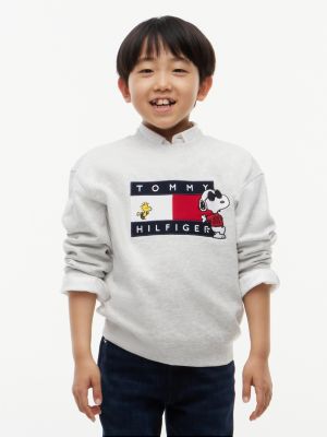 grey pullover mit peanuts® flag-grafik-stickerei für gender-inclusive kinder - tommy hilfiger