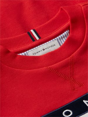 red peanuts® flag graphic embroidery relaxed jumper for kids gender inclusive tommy hilfiger