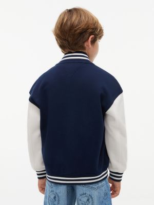 bomber décontracté motifs peanuts® et logo brodés bleu pour enfants genre inclusif tommy hilfiger