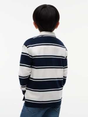 blue relaxed fit peanuts® rugby stripe polo shirt for kids gender inclusive tommy hilfiger