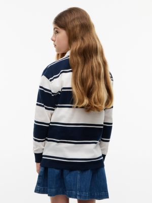 blue relaxed fit peanuts® rugby stripe polo shirt for kids gender inclusive tommy hilfiger