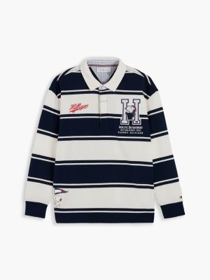 blue relaxed fit peanuts® rugby stripe polo shirt for kids gender inclusive tommy hilfiger