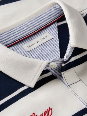 blue relaxed fit peanuts® rugby stripe polo shirt for kids gender inclusive tommy hilfiger