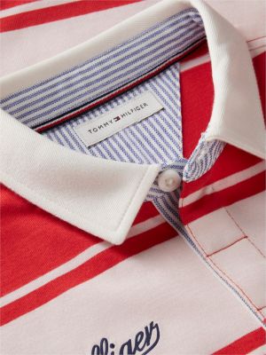 red relaxed fit peanuts® rugby stripe polo shirt for kids gender inclusive tommy hilfiger