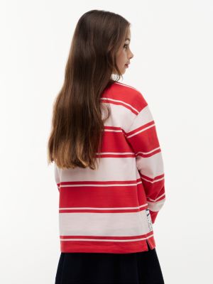 red relaxed fit peanuts® rugby stripe polo shirt for kids gender inclusive tommy hilfiger