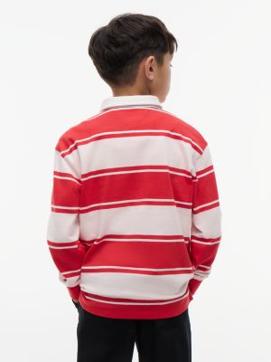 red relaxed fit peanuts® rugby stripe polo shirt for kids gender inclusive tommy hilfiger