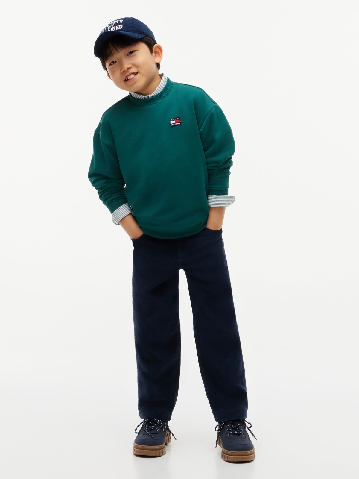 Flag Logo Relaxed Crew Neck Sweatshirt — Green